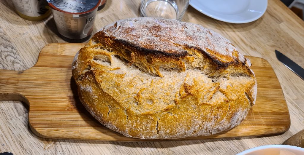 Bread sitting on breakfast table